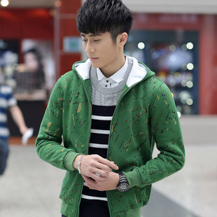 2015秋装新款男装时尚韩版潮流运动装男士修身开衫卫衣外套批发
