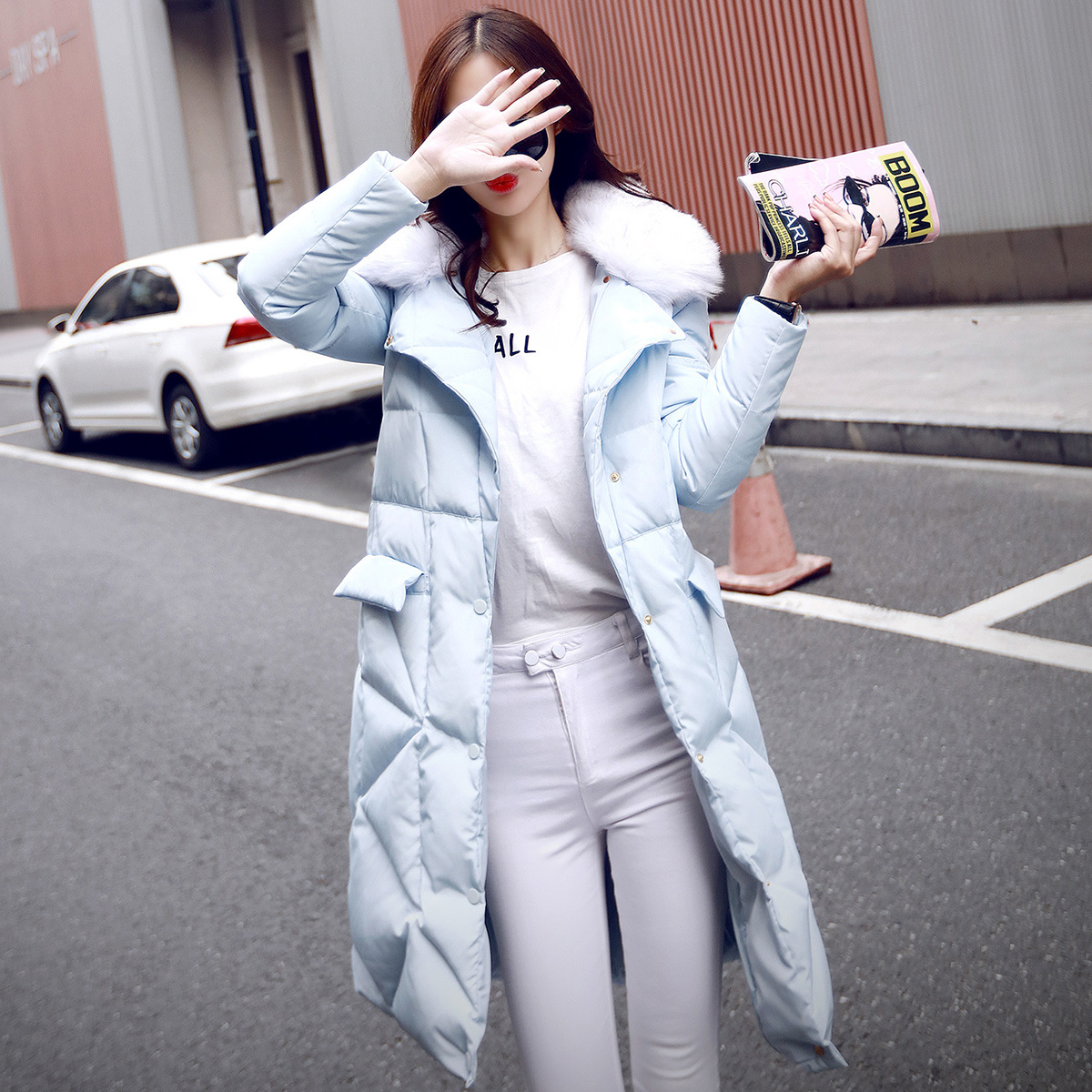 女式棉衣-2015冬装新款韩版纯色气质时尚中长