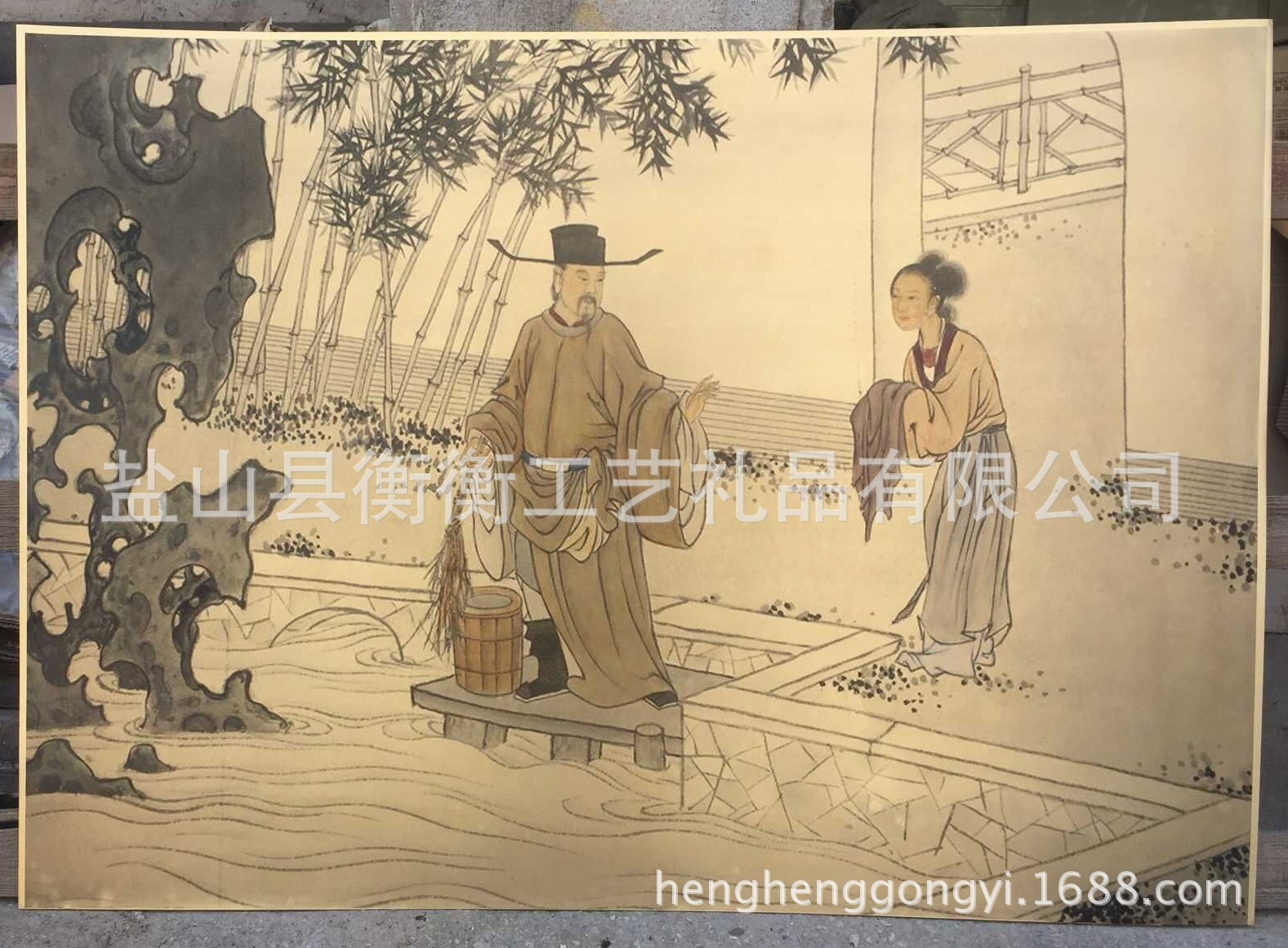 画二十四孝图扼虎救父|客厅壁画|沙发背景墙|办公室铜版画 以人为镜