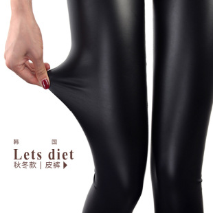韩国lets diet 4号魔力皮裤 let s弹力瘦腿微绒打底裤现货