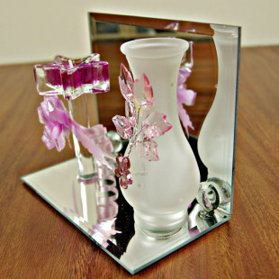 玻璃镜花瓶烛台，生日礼品，庆功节日礼品，玻璃工艺品摆件