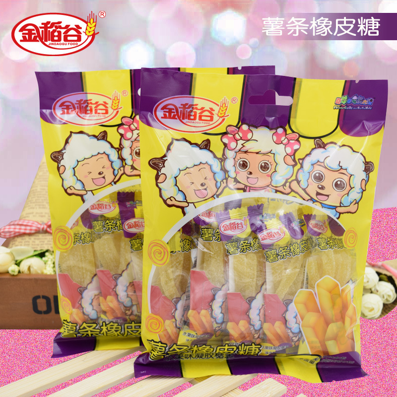 金稻谷100克喜羊羊薯条橡皮糖 薯条软糖休闲食品儿童糖果零食批发