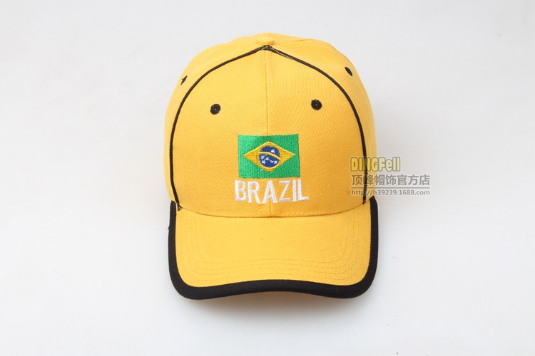 球迷棒球帽_厂家批发 巴西国家队世界杯太阳帽