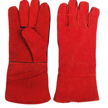 Treo găng tay hàn Đỏ treo hai lớp da Găng tay thợ hàn Găng tay bảo hiểm lao động Găng tay hàn Găng tay thợ hàn