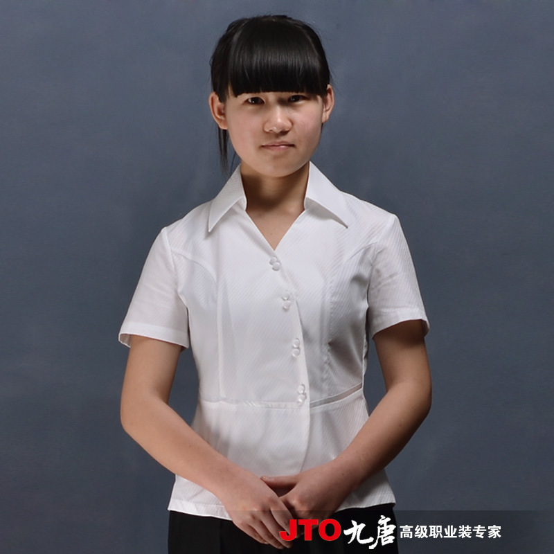 九唐奥迪4S店销售顾问斜门襟女衬衫 职业衬衫