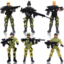 Mô hình quân nhân 6 người lính cảnh sát với các khớp di chuyển những người lính hiện đại có vũ khí Mô hình quân đội