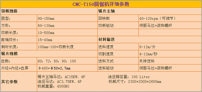 CNC-T150参数