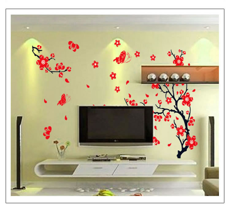 可移除墙贴纸客厅沙发电视背景墙房间墙面装饰贴画xy1123梅花