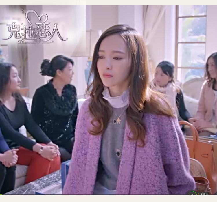 克拉恋人唐嫣米朵同款秋冬韩版中长款毛呢外套女茧型紫色呢子大衣
