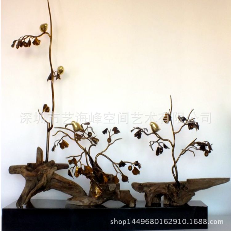 出售木质铁艺雕塑 抽象雕塑 植物雕塑 酒店高档