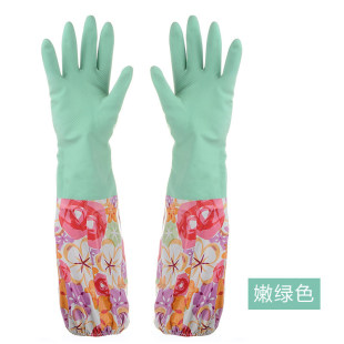韩式加絨保暖胶皮手套 洗衣洗碗家务家用清洁手套 接花袖乳胶手套