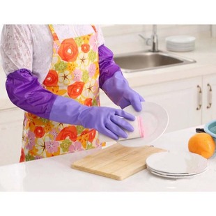 夏季单层 家务家用清洁防水手套 洗衣洗碗手套 松紧口pvc橡胶手套