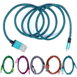 编织数据线　6代铝合金数据线批发　5尼龙网蛇纹USB手机充电线