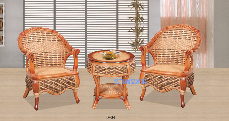 咖啡桌椅_印尼植物手工编织三件套组合休闲咖