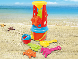 热销 夏季沙滩玩具沙滩工程车过家家玩具 网袋桶装玩沙工具789-6