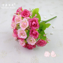 Nhà máy bán buôn 21 bông hồng kim cương 7 ngã ba mùa xuân hoa hồng nhỏ hoa hồng nụ hoa nhân tạo hoa nhựa nhân tạo Hoa hồng mô phỏng