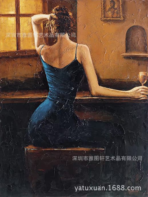 纯手绘油画 人体艺术画 酒吧女郎 夜总会装饰画