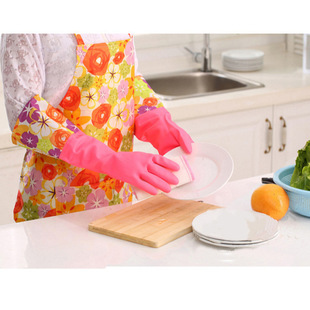 夏季单层 洗衣洗碗手套 家务用防水清洁花袖pvc橡胶手套批发