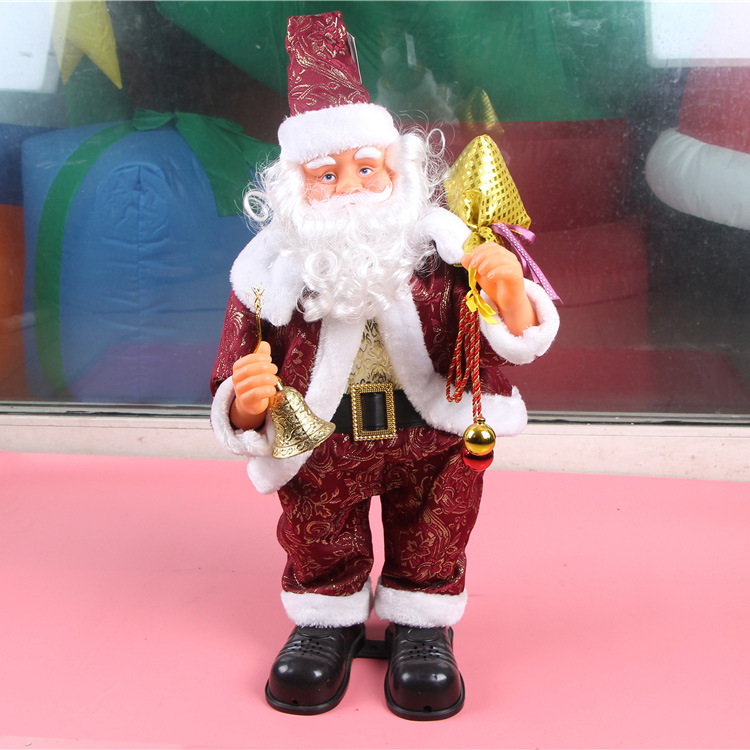 富业玩具电动感应圣诞老人 70cm紫红金衣扭身跳舞礼包老人新款