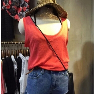 2015夏装新款 韩版百搭洗水针织纯色小背心女 夏季针织背心女