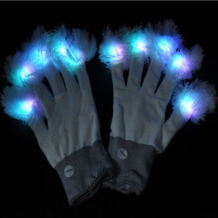 厂家直销 LED闪光保暖球指头发光手套 娱乐狂欢 万圣节圣诞用品