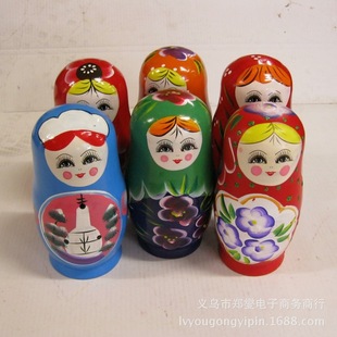 厂家直销 批发 俄罗斯六层套娃 木制套娃 木偶 木质摆件彩绘套娃
