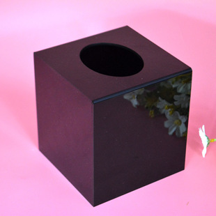 亚克力欧式正方形纸巾盒 酒店ktv黑色抽纸盒 定制创意厕所纸巾盒