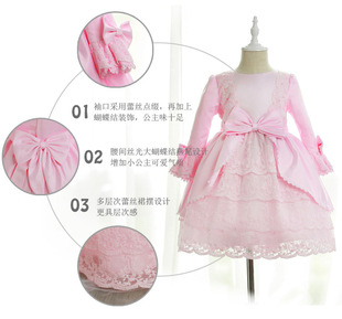 韩国高档儿童公主裙礼服裙 女童连衣裙洛丽塔宫廷裙 一件代发