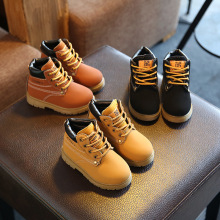 Giày trẻ em 2016 Giày nhỏ màu vàng mùa thu và mùa đông Giày mới cho trẻ em Giày nam phiên bản Hàn Quốc của Martin Boots dành cho nữ Giày cao cổ