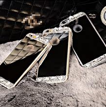 iphone6s手机壳镜面水钻三星s6 s7edge镜子壳 5s镶钻硅胶手机套