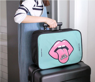 嘉通新款行李包可爱卡通收纳包整理嘴唇旅行包旅行收纳拉杆包