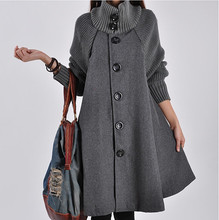 Mùa thu và mùa đông phiên bản Hàn Quốc mới của phụ nữ kích thước lớn phần dài áo len lỏng áo choàng len áo khoác len Áo khoác len nữ