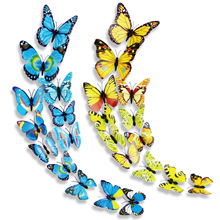 3d lập thể trang trí nội thất mô phỏng bướm hai mặt dán keo 12 Set màu Stickers màu tường Nhãn dán tường