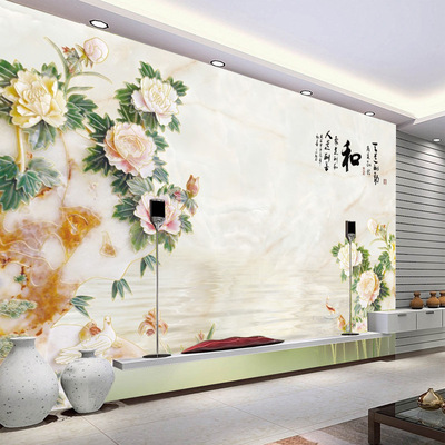 大型壁画3d立体电视背景墙壁纸客厅卧室墙纸墙画浮雕中式壁纸