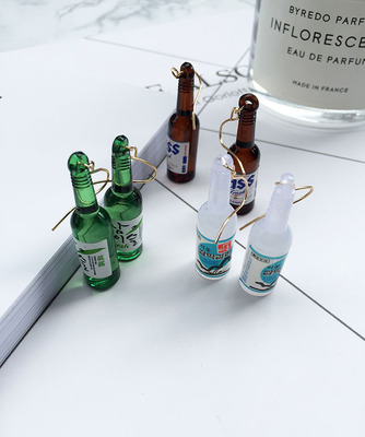 批发采购耳环-韩国个性新款韩版啤酒瓶耳环时