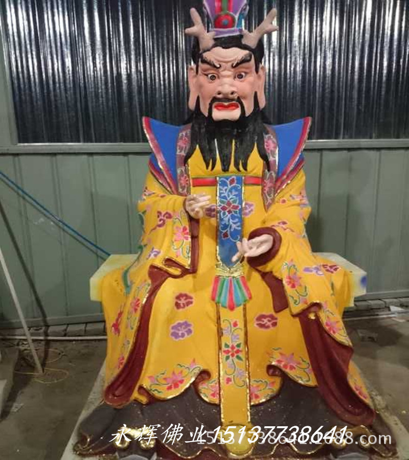 四海龙王佛像订做 批发玻璃钢树脂佛像 手工彩绘 黄龙爷像多少钱