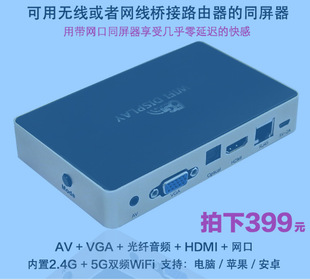 AV+VGA+光纤+hdmi+网口+内置2.4+5G双频wifi  全功能推送宝
