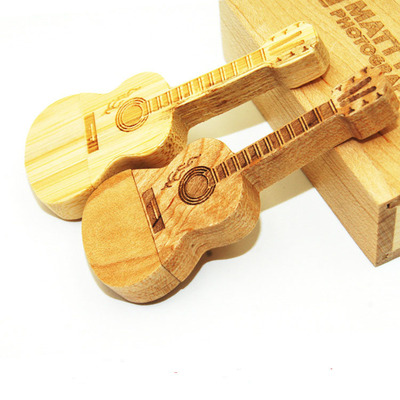U盘-工厂批发木质吉他U盘 实木雕刻广告 木头