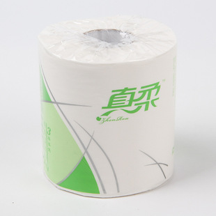厂家直销真柔绿色时尚风卷筒纸 10卷进口喷浆双层柔韧洁白厕纸