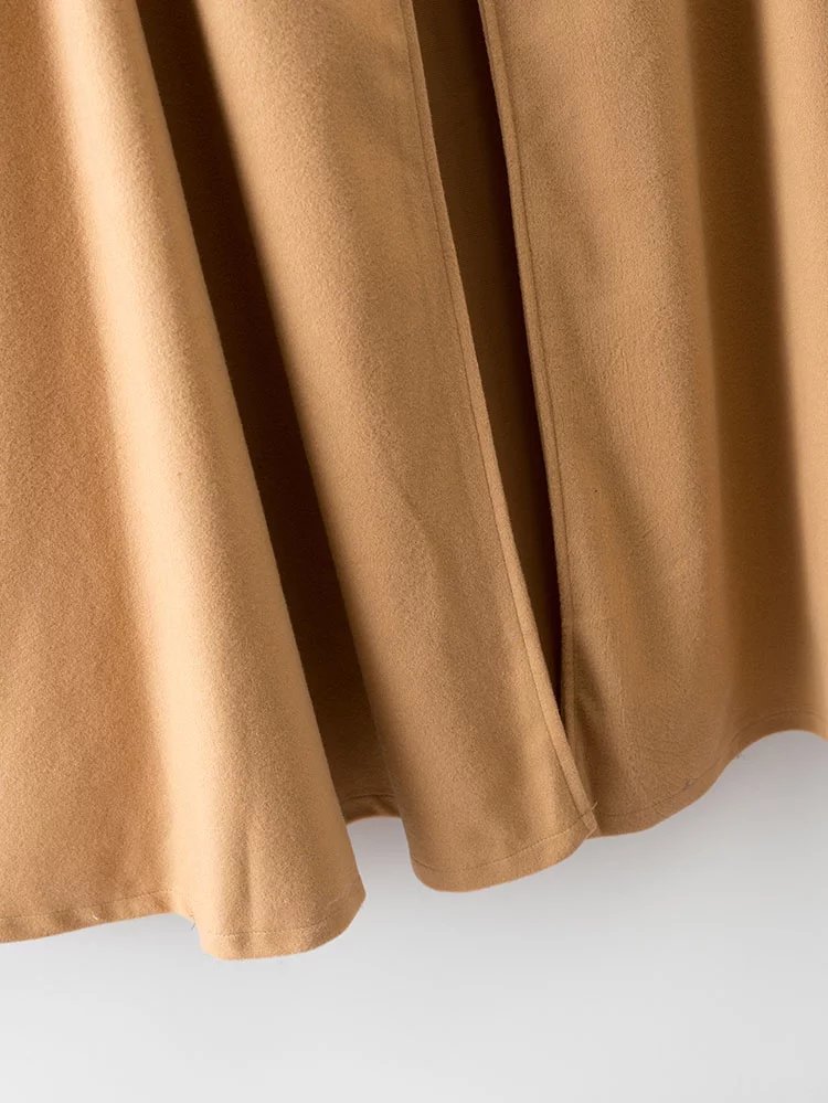 Solid Color Woolen Split Hooded Cloak Coat NSAM111049
