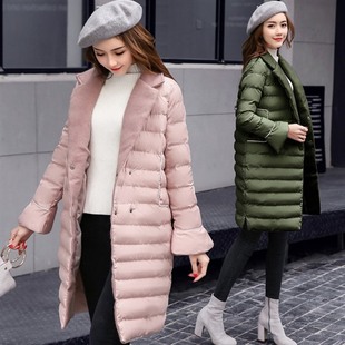2016年冬季时尚长袖棉衣棉服中长款韩版宽松纯色