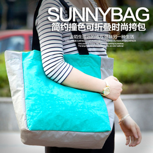 时尚女性随身手提包环保购物袋 折叠单肩收纳袋 现货批发可印LOGO