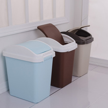 台州厂家直销方形摇盖垃圾桶家用塑料加厚垃圾筒办公室可印LOGO