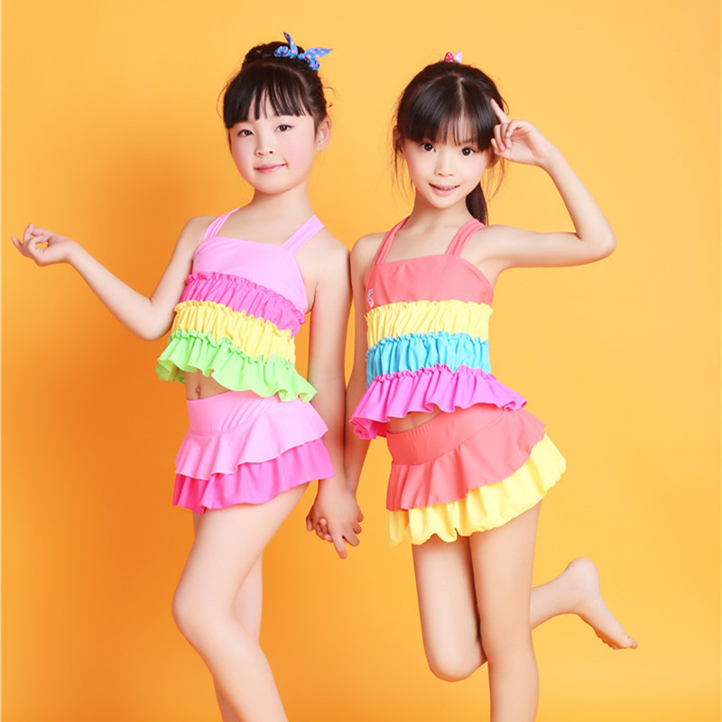 韩国版裙式分体女童泳衣可爱游泳衣儿童温泉泳衣儿童