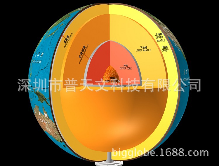 地球构造模型 地壳地幔地核 教学展示地球仪剖面模型