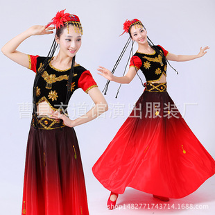 2016新款新疆民族舞蹈大摆裙舞台服装少数民族舞蹈服维族女演出服