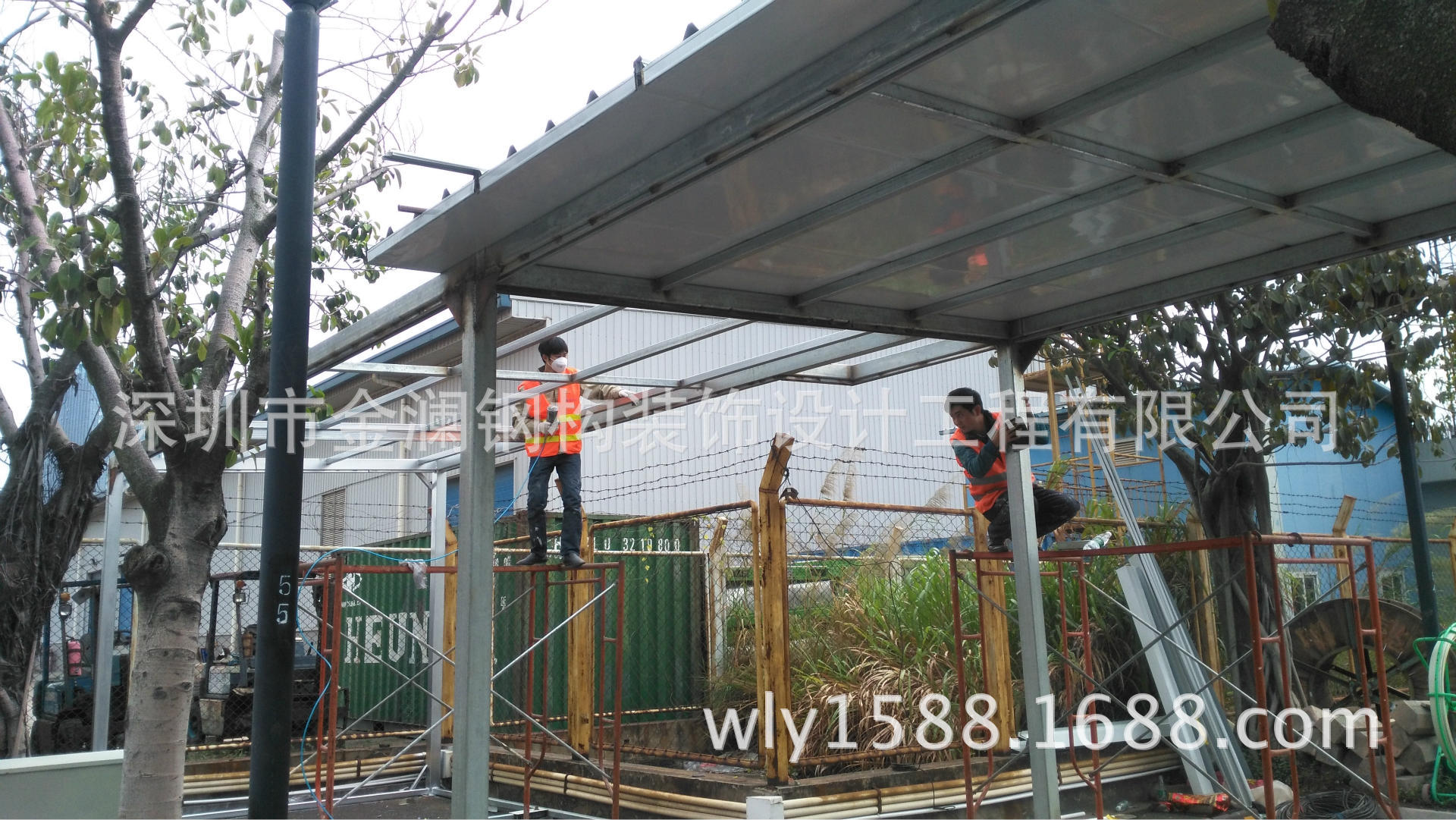 香港钢结构彩钢铁皮房工厂扩建不锈钢加工铁棚架货架阁楼钢铁爬梯