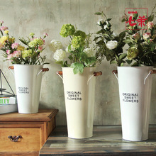 Hoa trang trí xô sắt nghệ thuật hoa bình hoa cửa hàng hoa hoa xô hoa chậu hoa khô chậu hoa Bình hoa
