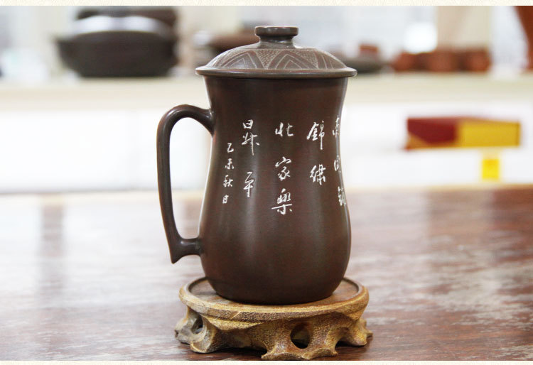 陶瓷工艺品 钦州坭兴陶茶具窑变纯手工水杯民族绣球茶杯 一件代发