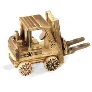 厂家直销 新款木质叉车儿童玩具汽车模型摆件景区庙会热卖